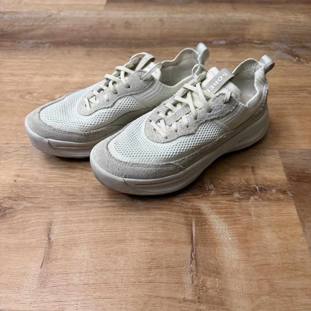 Sorel Womens Size 6.5 ONA‎ 503 Low Knit Sea Salt Chalk Platform Sneakers Shoes